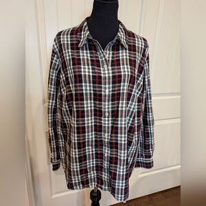 Charter Club Black and Red Plaid Button Down Shirt